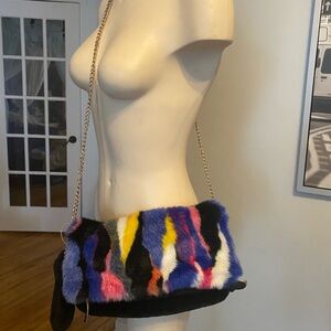 Manocchio Faux fur clutch hand bag wristlet